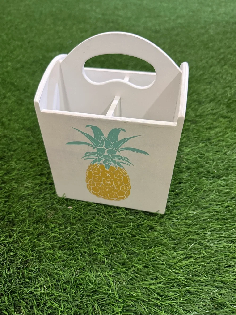 Wooden Pineapple Spinning Utencil and Silverware Holder